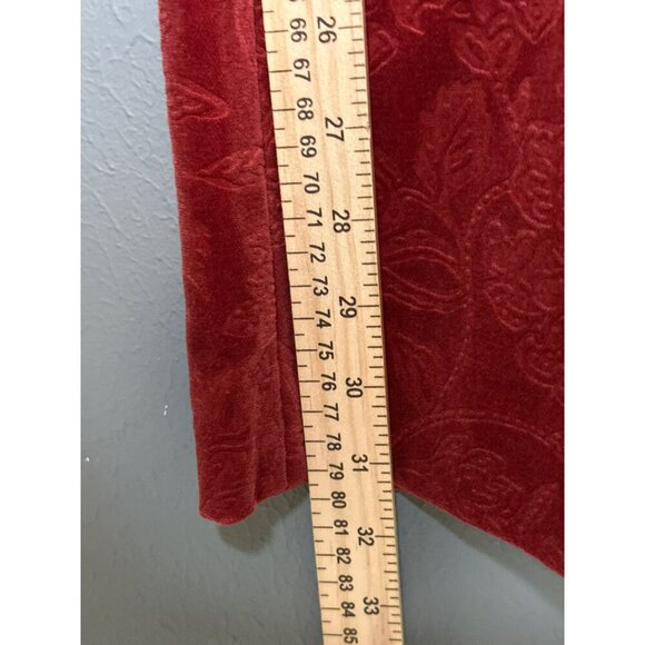 VTG Talbot's Women's 4 Red Velvet Printed Floral Stretch Retro Bootcut Mid-Rise - Picture 6 of 11